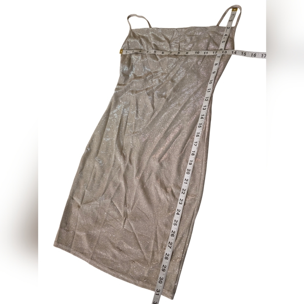 Nasty Gal Metallic Gray Shimmer Cowl Neck Slip Dress 0 - Picture 4 of 6